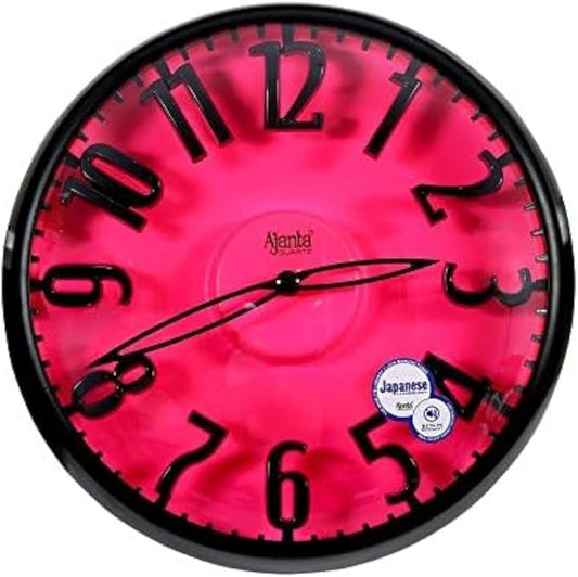 FITTO Pink Quartz Wall Clock with Light – Round Dial Shape for Office and Home, Stylish and Functional Design, Perfect for Living Rooms, Bedrooms, and Workspaces, Enhances Any Décor