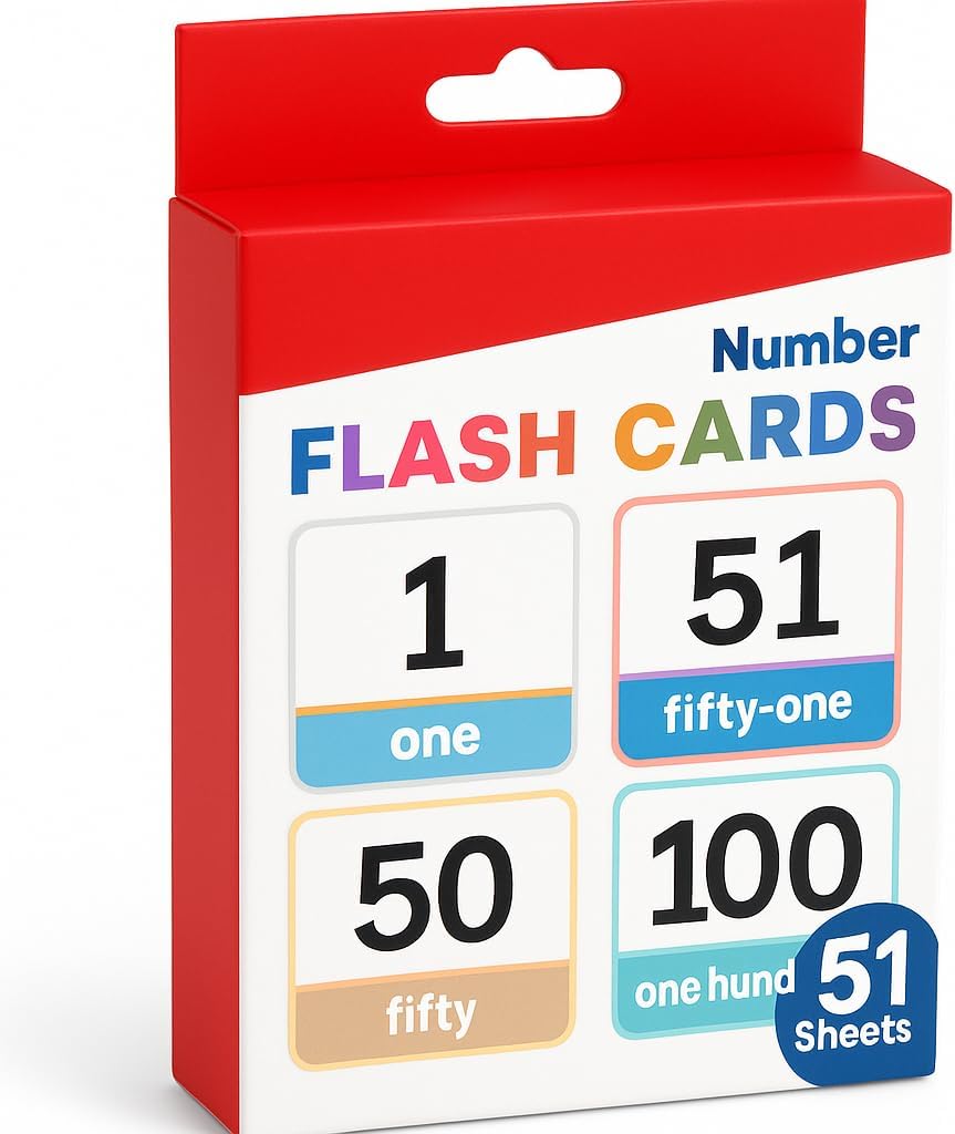 36 Sheets Number Series Flash Cards 12x7.7cm Educational Tool