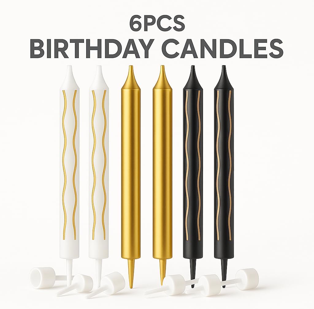 6pcs Cake Candles for Birthday, Party, Anniversary – Decorative Numerical Cake Toppers