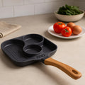 96 Pieces 3 in 1 Non Stick Egg Frying Pans with Blocks Aluminium and Wooden Handle