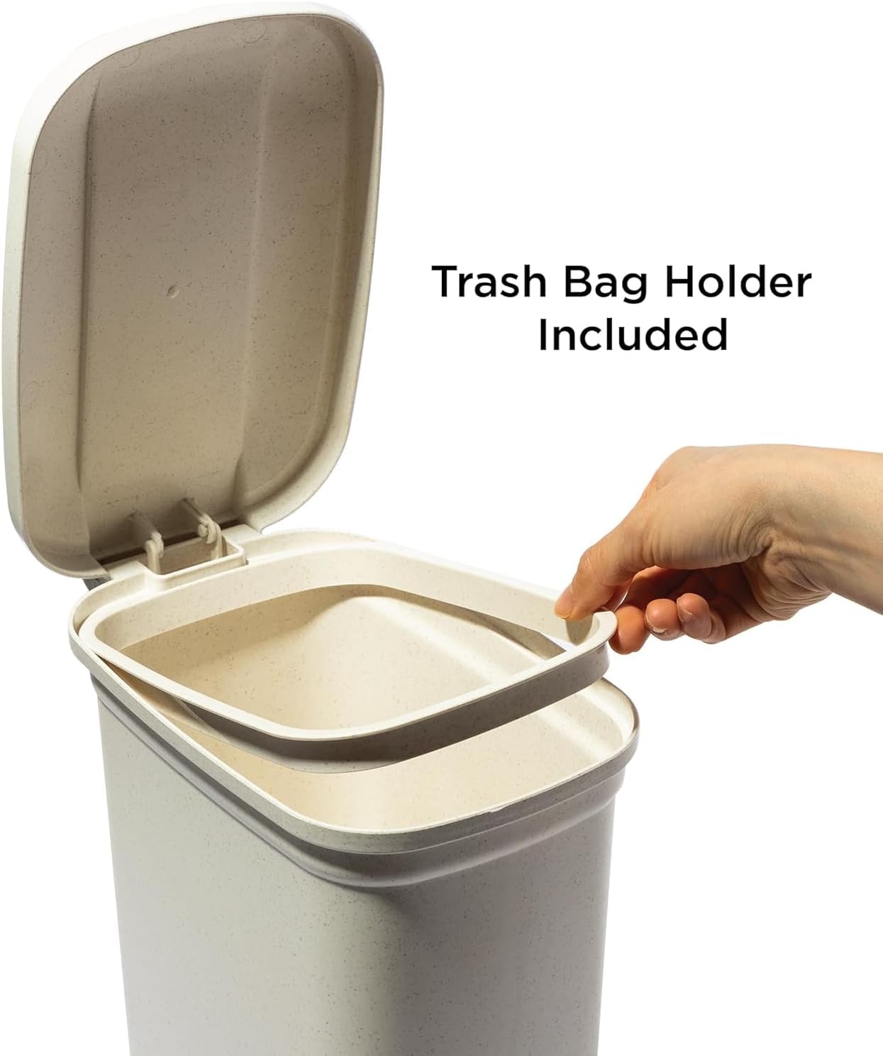 96 Pieces 5L Pedal Buckets with Soft-Close Lid (Compact Bucket for Kitchen – Bathroom – and Office - Rectangle Plastic Bucket with inner Removable Bucket and Press-to-Open Cap)