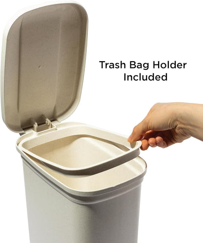5L Pedal Bucket with Soft-Close Lid, Compact Bucket for Kitchen, Bathroom, and Office - Rectangle Plastic Bucket with inner Removable Bucket and Press-to-Open Cap