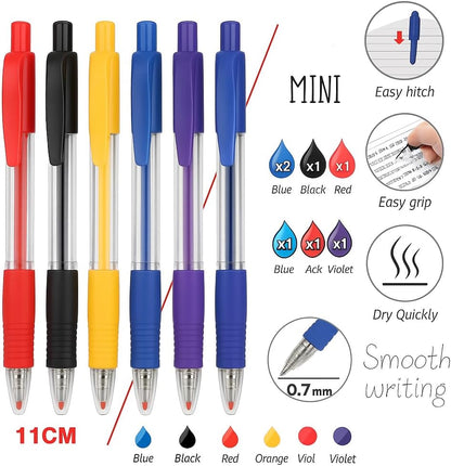 5 Pcs 0.7mm Ball Point Gel Pens, 11cm, Assorted Colors