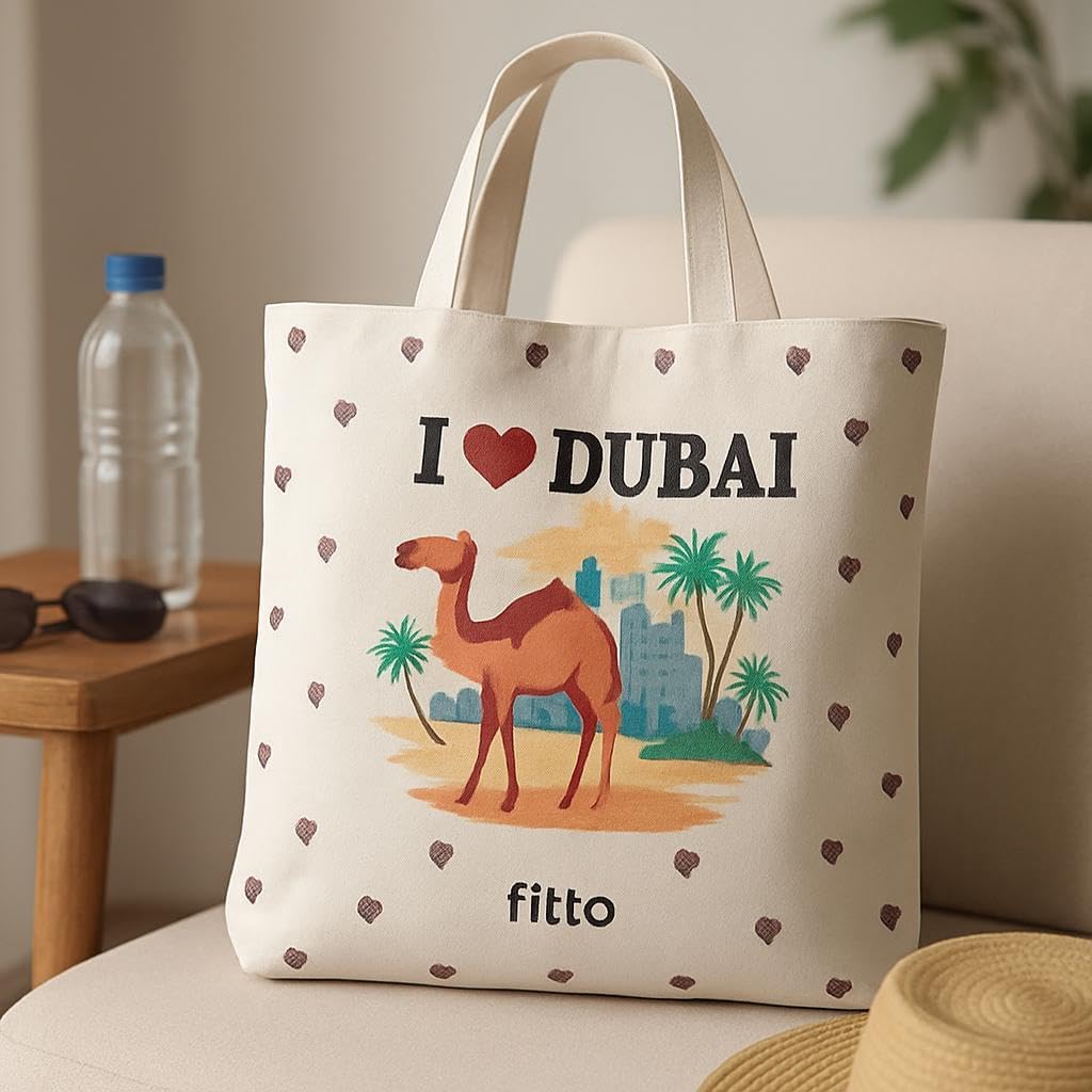 Durable Eco-Friendly Dubai Grey Camel Canvas Tote Bag with Handles
