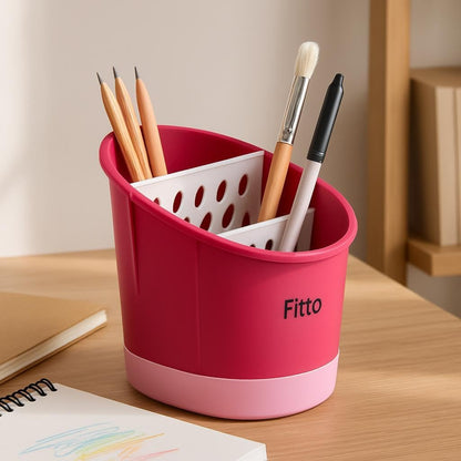 Kitchen Utensil Holder, 3 Section Organizer in Pink