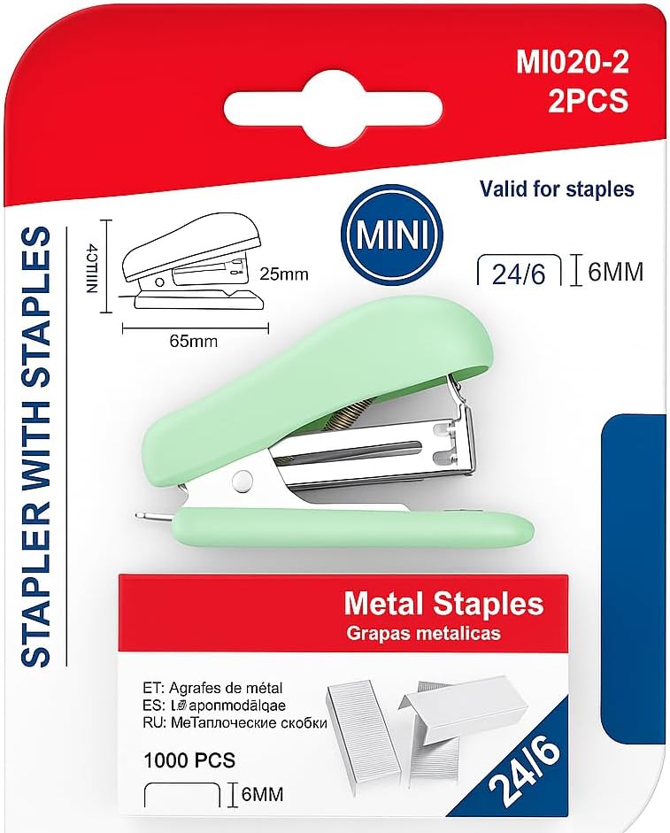 120 Pieces Mini Staplers for 24/6 & 26/6 Size Pins (1 Piece Green Office Stapler)