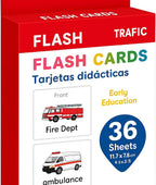 120 Pieces 36 Sheets Traffic Series Flash Cards (11.7x7.8cm – Learning & Traffic Safety Cards)