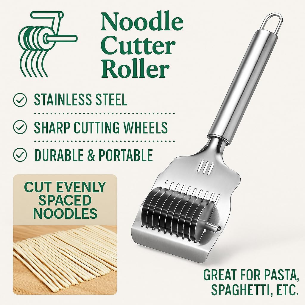 96 Pieces Stainless Steel Noodle Cutter Rollers (Manual Noodle Makers Pasta Spaghetti Makers Portable Pasta Roller Pasta Cutter Wheel – Noodle Lattice Roller Dough Cutter for Home Kitchen Cooking Tools)
