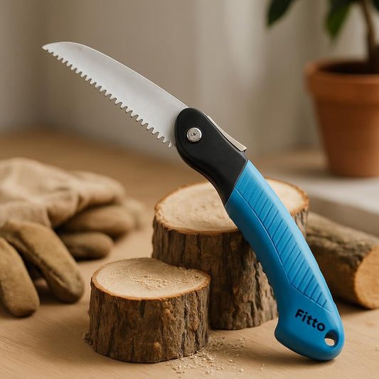 Folding Saw with Blue Handle for Wood Cutting and Gardening