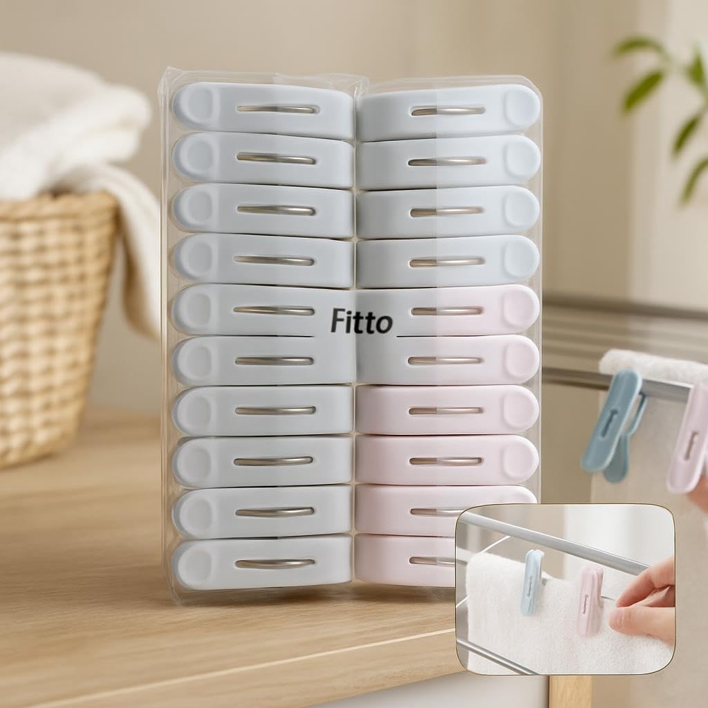 Plastic Cloth Pins, 18 Pieces - Multicolour for Laundry and Crafts