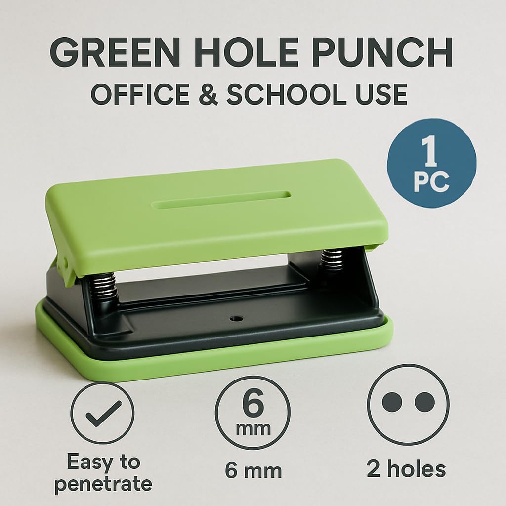 1 Piece Green Hole Punch for Office and School Use