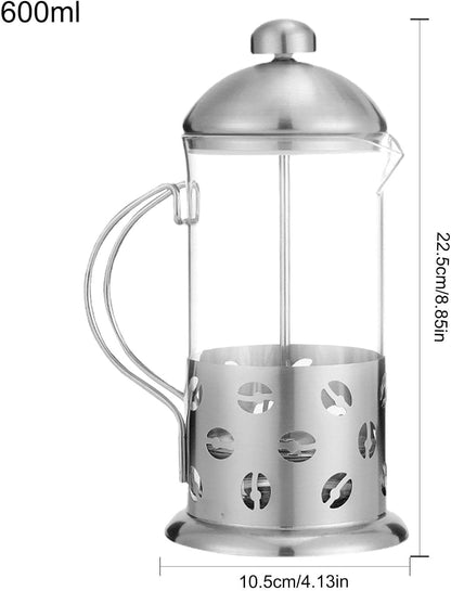 Maker, Stainless Steel Insulated Coffee Press, 304 Grade, 3-Level Filtration System, Dishwasher Safe, 600ml