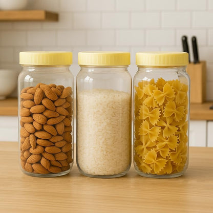 PET Jar 2000 ML 3PC Set, Airtight Storage Containers for Kitchen, Food Grade Plastic Jars