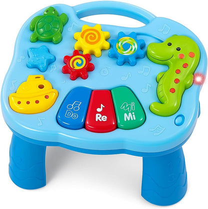Baby Toys 2 In 1 Musical Learning Table with Fun Ocean Characters, Lights and Sounds For Baby and Toddler Toys, Learning Table For Baby, Blue
