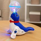96 Pieces New Top Ball Sea Lion Dolphin Electric Popular Toys Children's Universal Rotating Light Music Projection Dancing Children's Toys