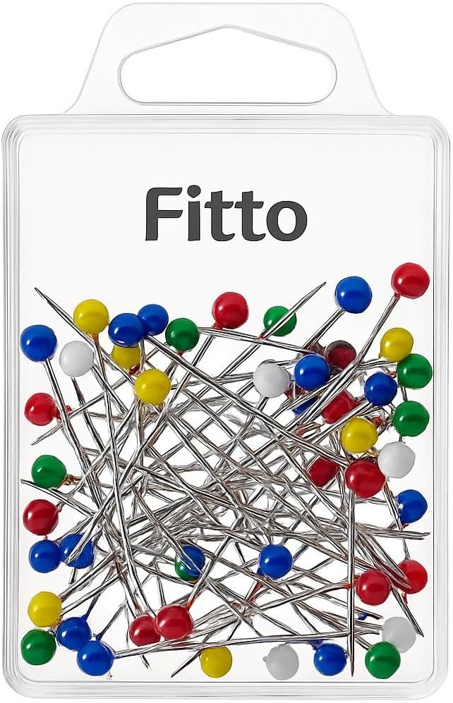 Sewing Pins for Fabric, Straight Pins with Colored Ball Glass Heads