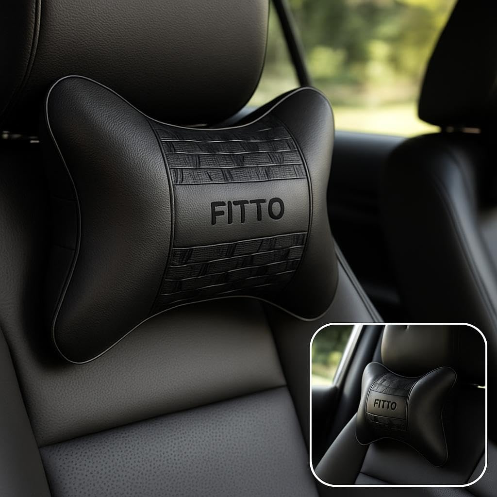 96 Pieces Car Headrest Neck Cushion Pillows with pattern (pack of 2 – Black)