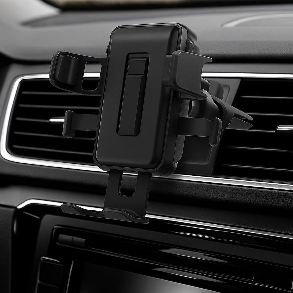 Black Mobile Car Holder - Universal Dashboard & Windshield Mount - 360° Rotatable, Anti-Slip, Adjustable Phone Stand for All Smartphones