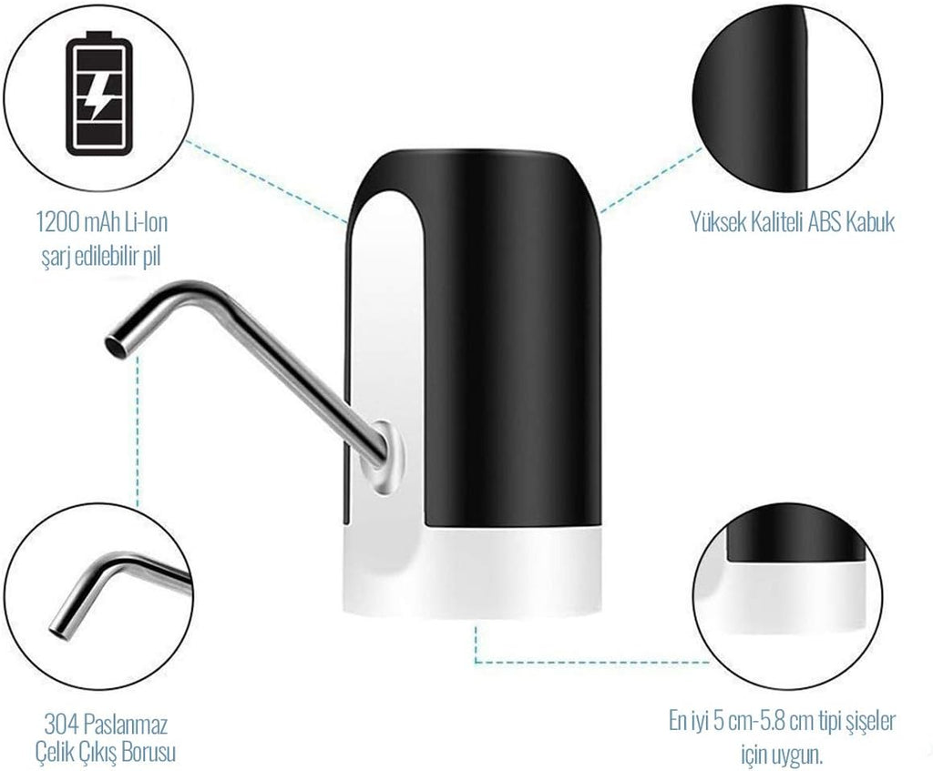 96 Pieces Water Bottle Pumps (Automatic – USB Charging – For 3-5 Gallon Bottle – Portable – For Outdoor Home Office)