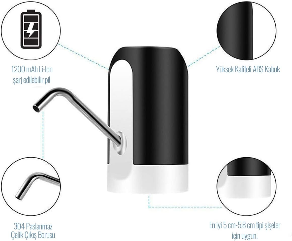 96 Pieces Water Bottle Pumps (Automatic – USB Charging – For 3-5 Gallon Bottle – Portable – For Outdoor Home Office)