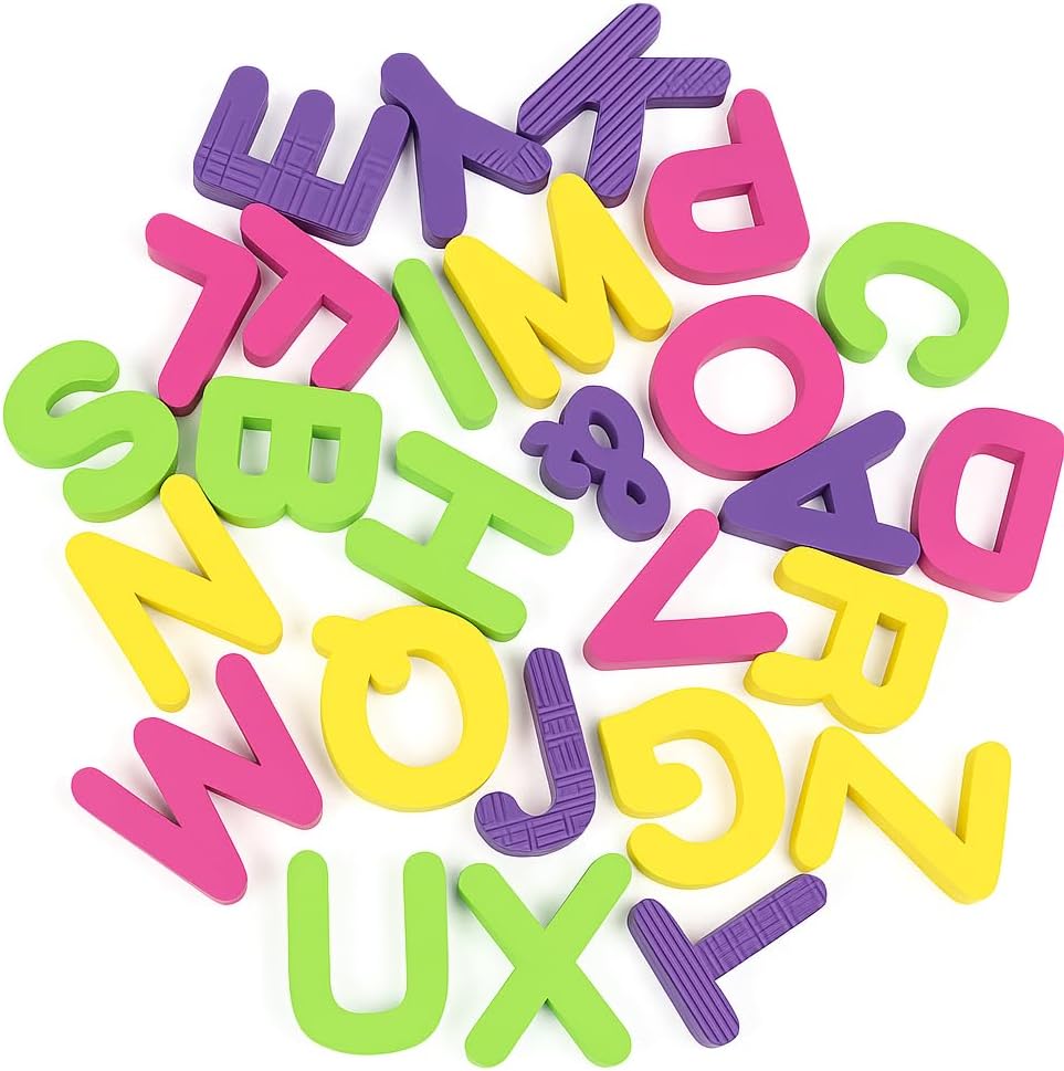 96 Pieces Multicolor Magnetic English Letters (130mm x 145mm for Kids Learning and Play)