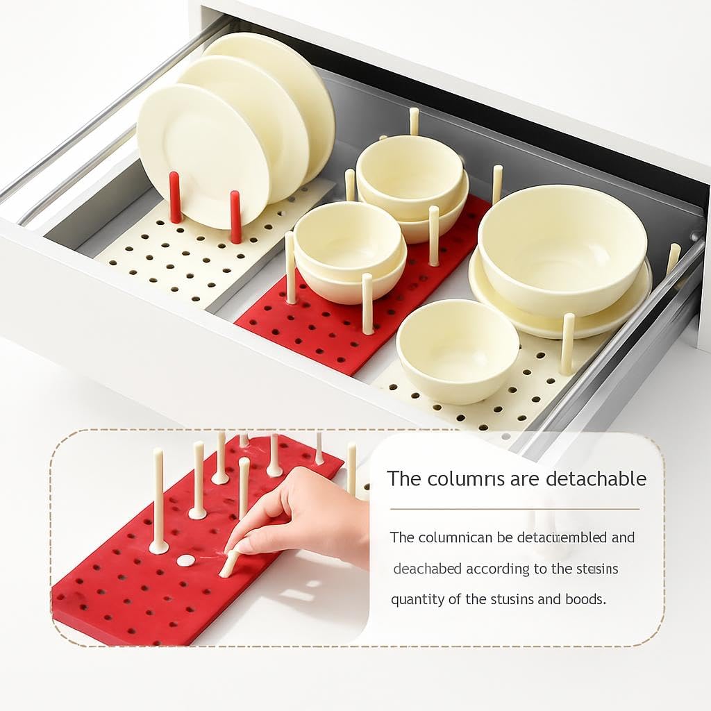 Multipurpose Expandable Drawer Rack – Cream & Red