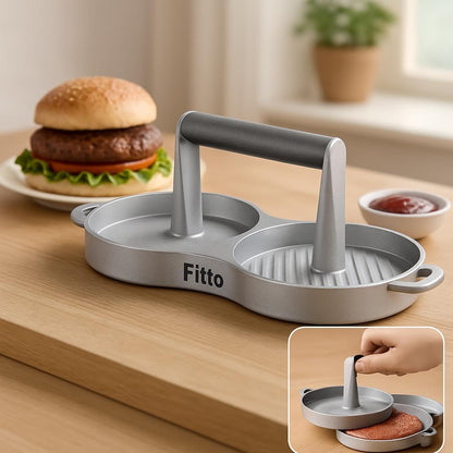 Burger Press Patty Maker for Steaks and Veggies, Double Head Design, Silver