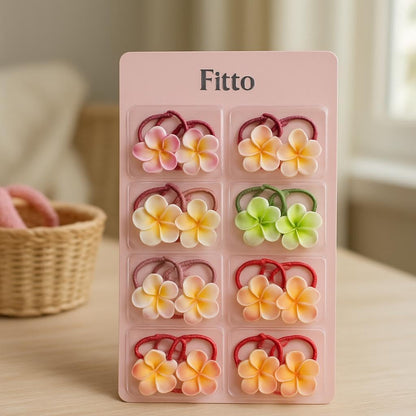 16 Pcs Plumeria Hair Ties with Rubber Band for Stylish Hair Accessories