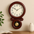 60 Pieces Elegant Wall Clocks with Pendulum (Stylish Wooden Finish Frame – Silent Quartz Movement – Large Numbers – Ideal for Home – Office – and Living Room Décor)