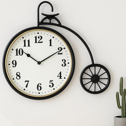 Cycle Model Wall Clock, 12-Inch Decorative Bicycle Design Wall Clock, Unique Vintage Style Clock with Silent Non-Ticking Quartz Movement, Ideal for Living Room, Bedroom, Kitchen Decor