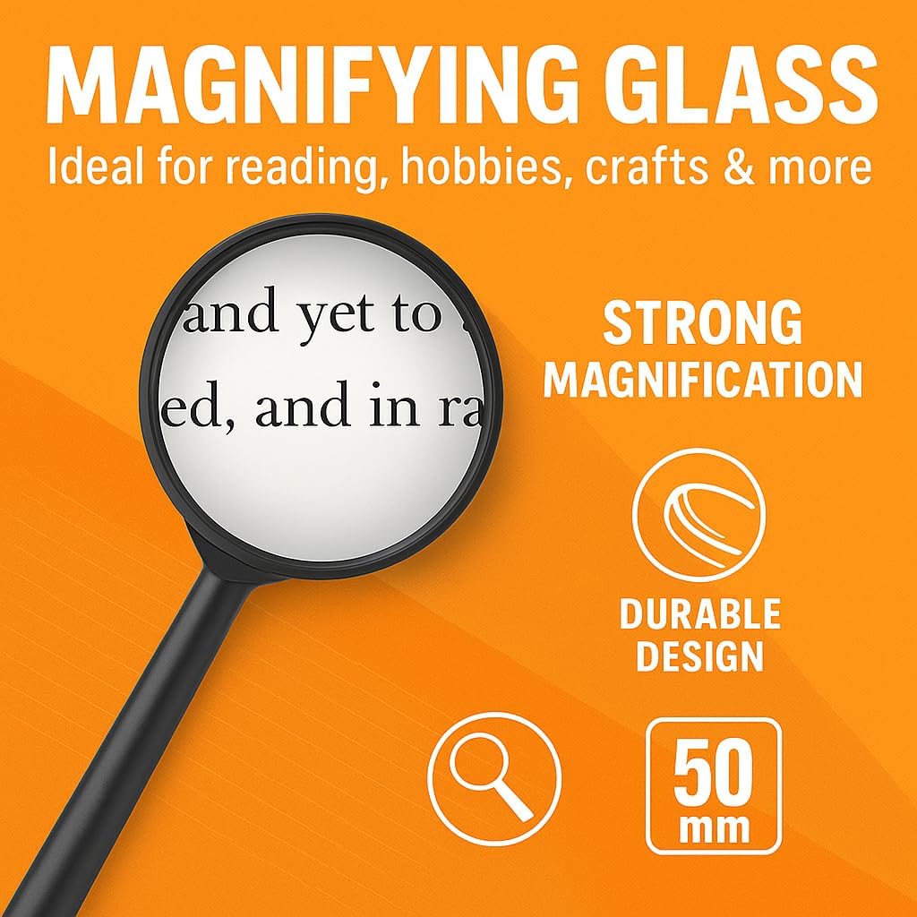 144 Pieces Set ofs (5 50mm Magnifying Glasses – 11cm Black)