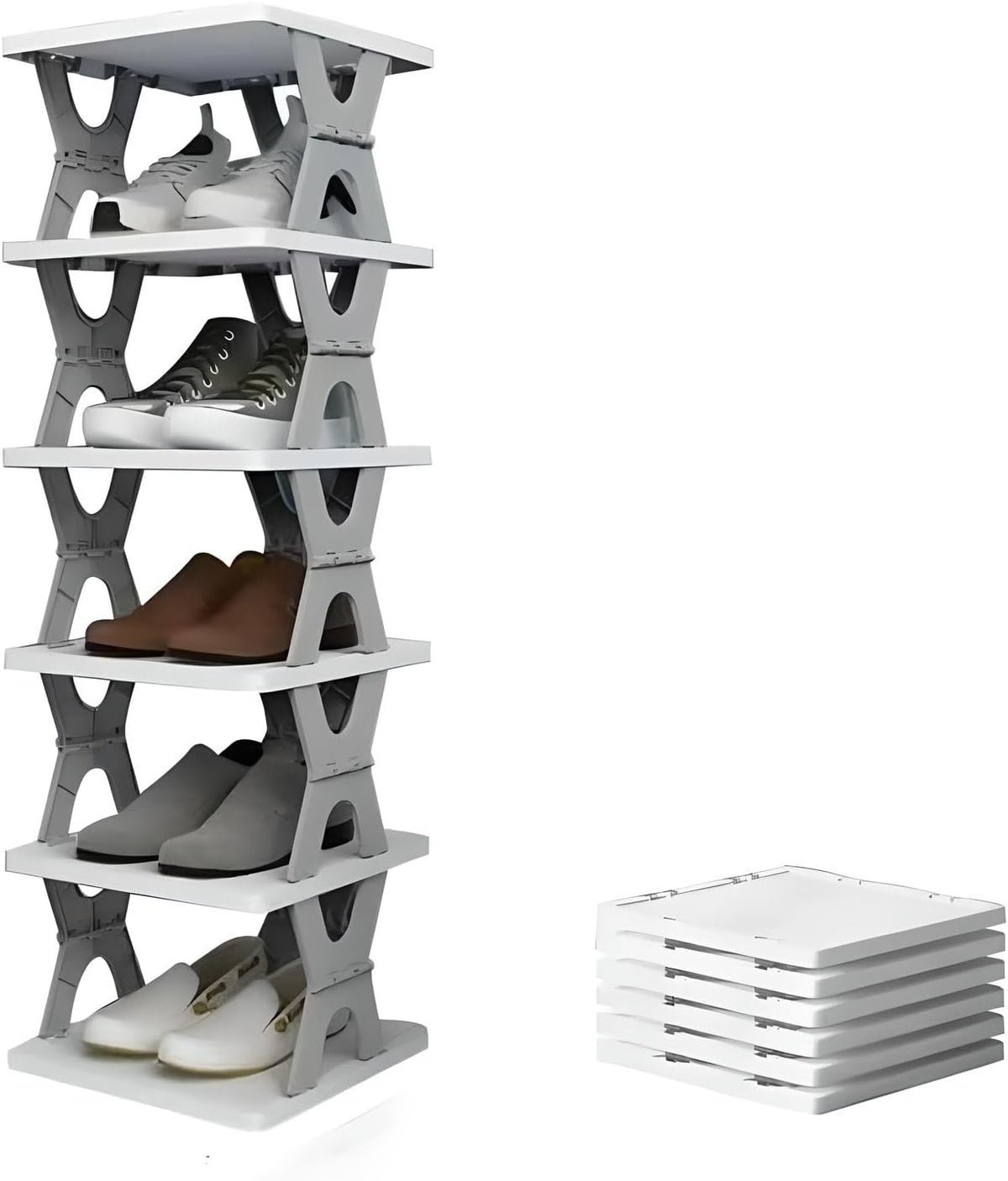 96 Pieces 6-Layer X-Shape Shoe Racks (Sturdy and Space-Saving Shoe Organizer – 3 Color Variants – Multifunctional Storage for Shoes – Boots – and More – Easy Assembly – Ideal for Entryways – Bedrooms – and Hallways)