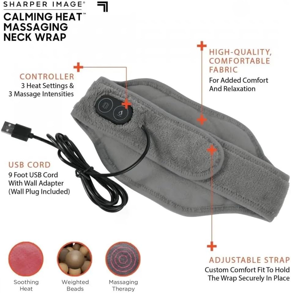72 Pieces Heat Neck Wraps (Sharper Image – Electric Heating Pad – Vibrations – 3 Heat 3 Vibration Settings – 9 Combinations – Relaxation)