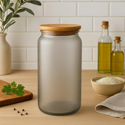 Glass Jars with Bamboo Lids – Airtight Glass Pantry Storage Containers for Rice, Sugar, Flour, Nuts, Spices, Cookies, Candy