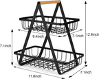 72 Pieces 2-Tier Countertop Fruit Basket Storages (Vegetable Rack – Black – Stylish and Space-Saving Design for Kitchen Organization – Fresh Produce Holder – Sturdy Metal Frame for Fruits & Veggies)