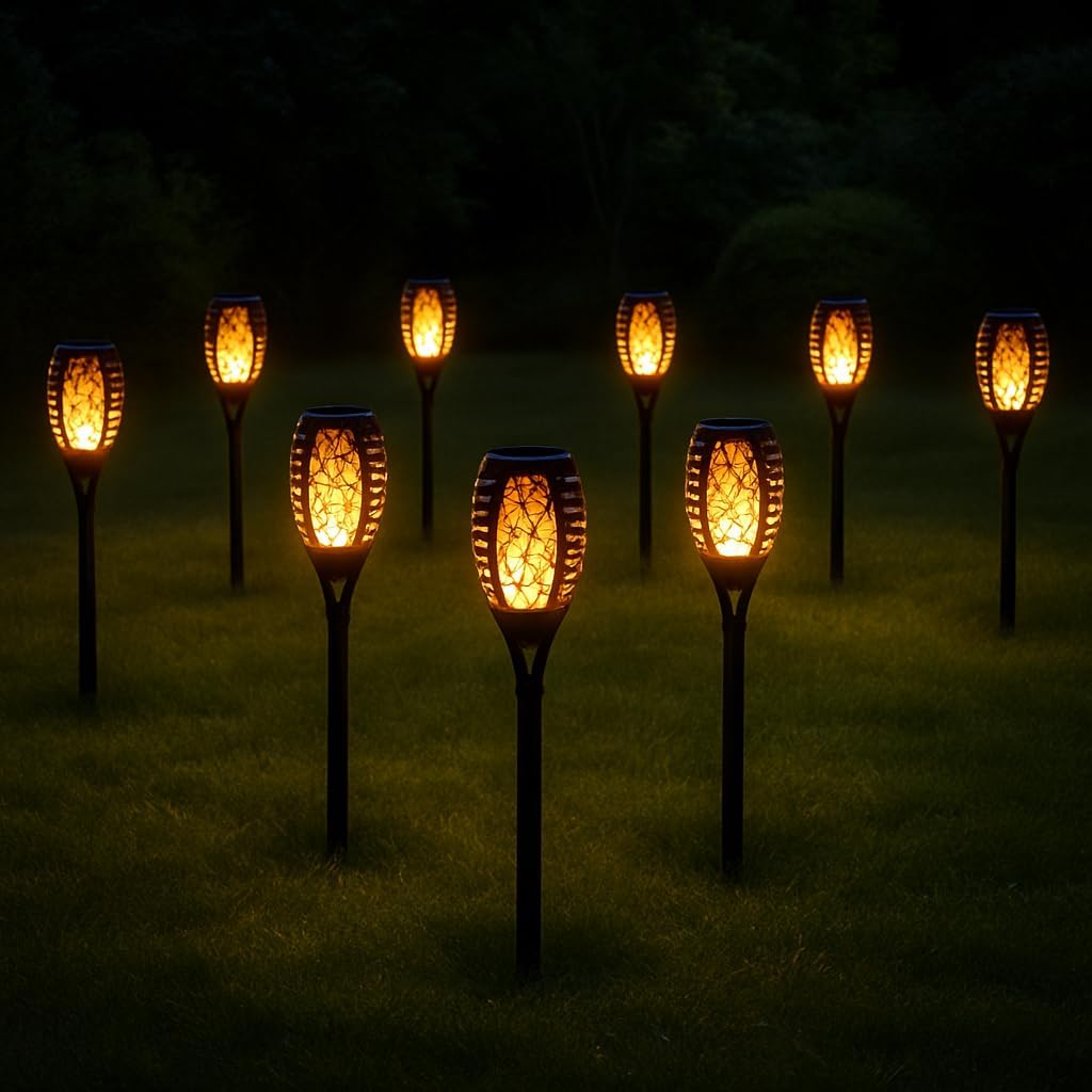 96 Pieces Solar Torch Lights (Waterproof Dancing Flames Torches – Outdoor Garden Lights for Yard – Patio – Pathway & Backyard – 4-Pack – Energy-Efficient LED Solar Lights for Lawn – Landscaping & Decor)