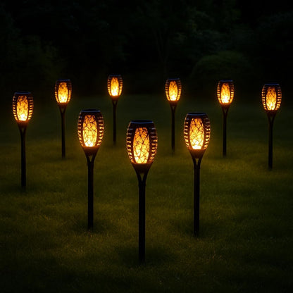 Solar Torch Lights – Waterproof Dancing Flames Torches, Outdoor Garden Lights for Yard, Patio, Pathway & Backyard, 4-Pack, Energy-Efficient LED Solar Lights for Lawn, Landscaping & Decor