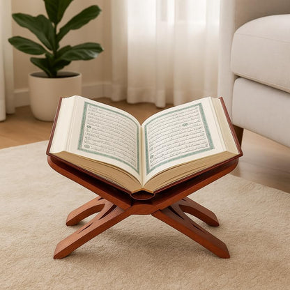 Wooden Quran Stand, Foldable Rehal Book Holder for Quran, Islamic Prayer Book Display