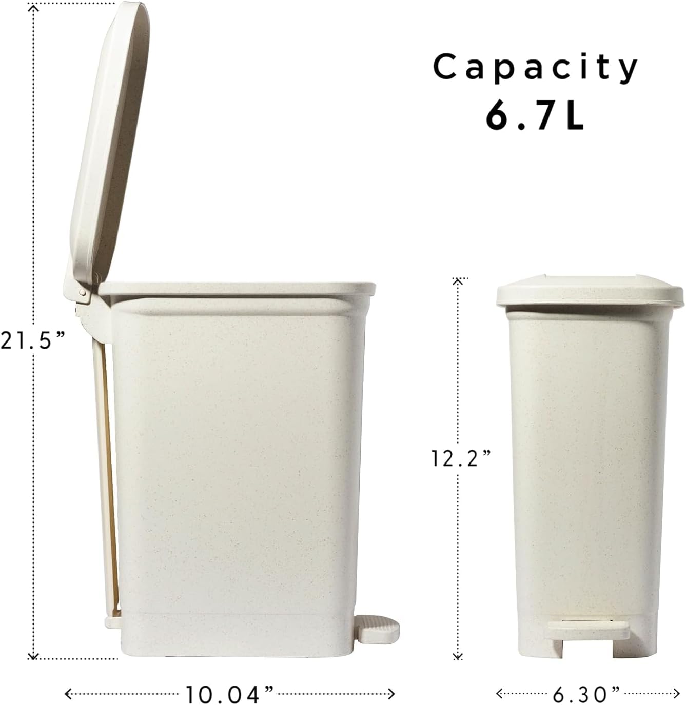 96 Pieces 5L Pedal Buckets with Soft-Close Lid (Compact Bucket for Kitchen – Bathroom – and Office - Rectangle Plastic Bucket with inner Removable Bucket and Press-to-Open Cap)