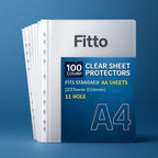 96 Pieces 100 Page 11 Hole Loose Folders for A4 Sheets (Office Binder)