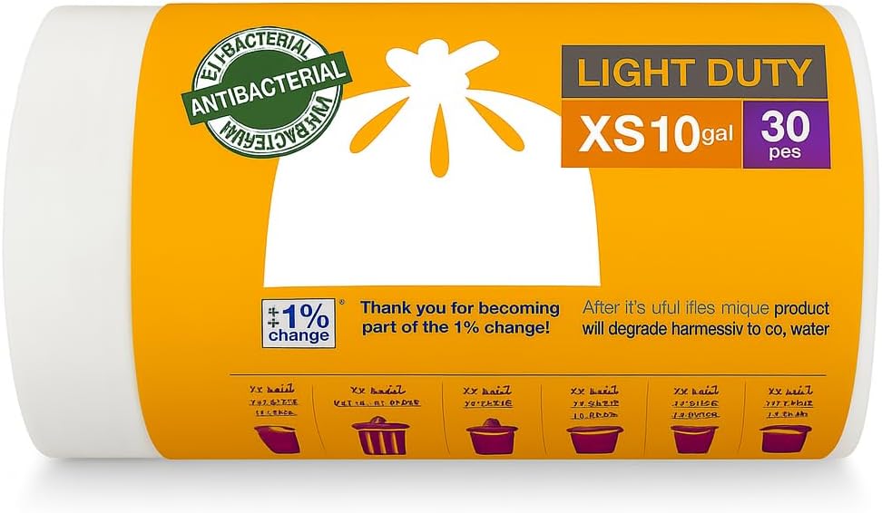 120 Pieces 30 Pack Heavy Duties (10 Gal White Garbage Bags – 54x60 cm – Oxo-Biodegradable – Enviro Care Anti-Bacterial Trash Bags – Eco-Friendly Roll for Easy Disposal)