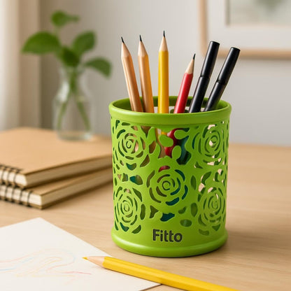 Green Pen Holder Round Desk Organizer 8x9cm