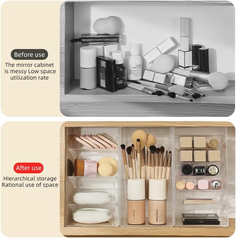 96 Pieces Transparent Mirror Cabinet Storage Boxes (Clear PS Material)