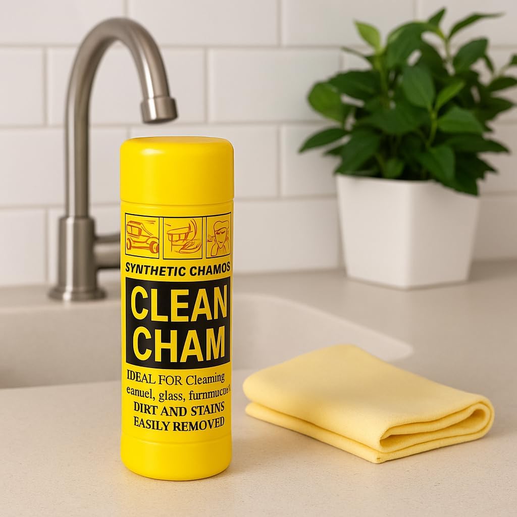 Clean Chamois Synthetic Cloth - Ultra-Absorbent, Lint-Free, Scratch-Free Cleaning Towel for Cars, Boats, Windows, Home Use - Durable & Reusable Synthetic Chamois Cloth for Streak-Free Shine