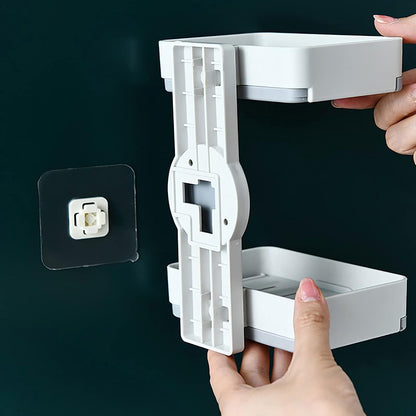 Double Soap Holder with Suction Cup, Double Layer, Removable, Space Saving, Strong Soap Holder