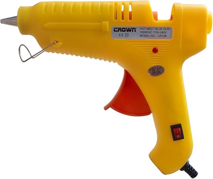 Fitto CR-108 Professional Hot Melt Glue Gun, 100 Watt, Crafting & DIY, 5 Glue Sticks, Yellow