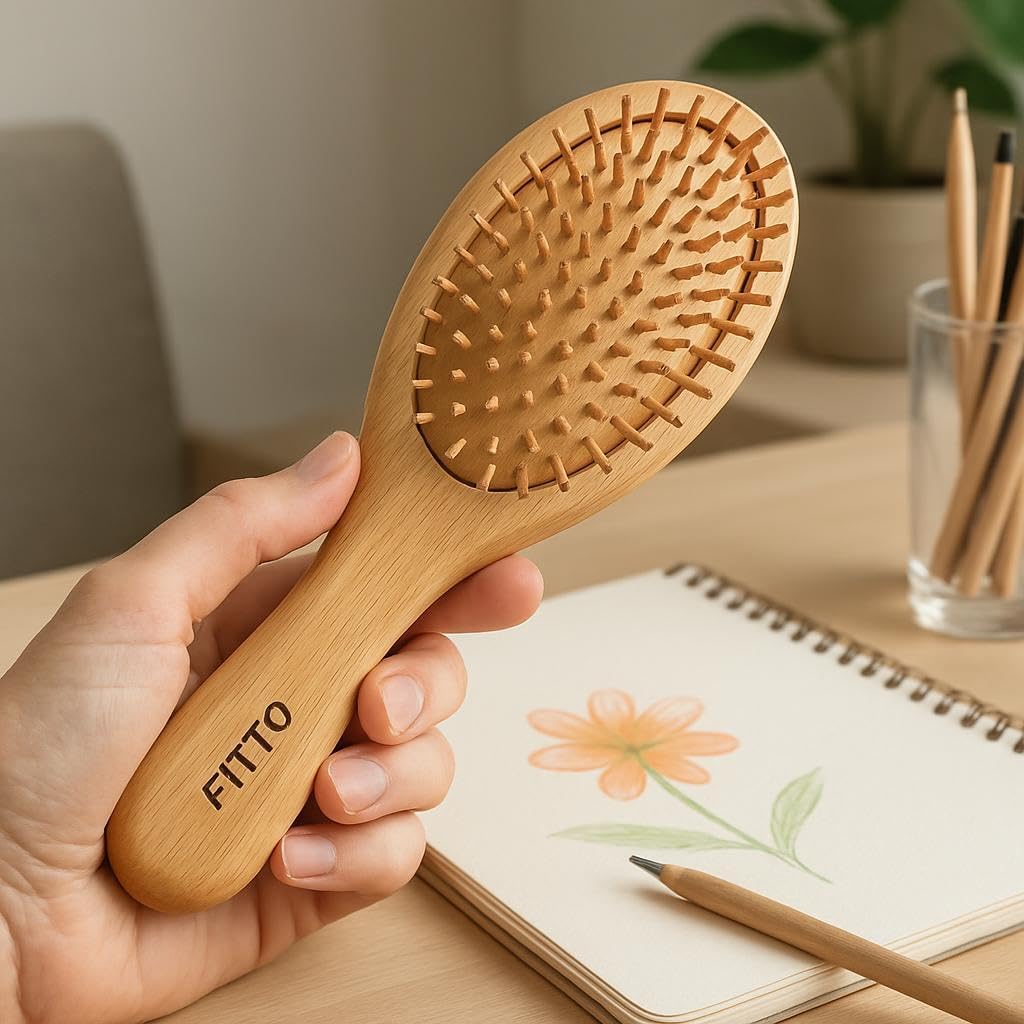 120 Pieces Wet Hair Brush Bamboo Detangling Brushes (Natural Wooden Paddle – Organic Hairbrush for Women – Men & Kids – Gentle on Hair & Scalp – Reduces Breakage & Tangles – Eco-Friendly – Durable Design)