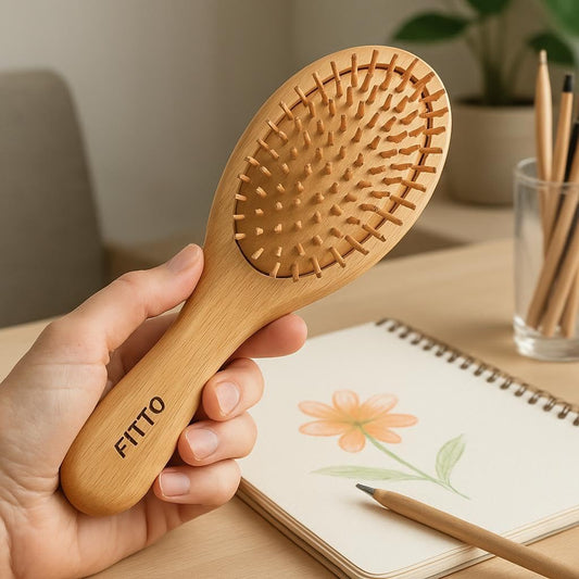 Wet Hair Brush Bamboo Detangling Brush, Natural Wooden Paddle, Organic Hairbrush for Women, Men & Kids – Gentle on Hair & Scalp, Reduces Breakage & Tangles, Eco-Friendly, Durable Design