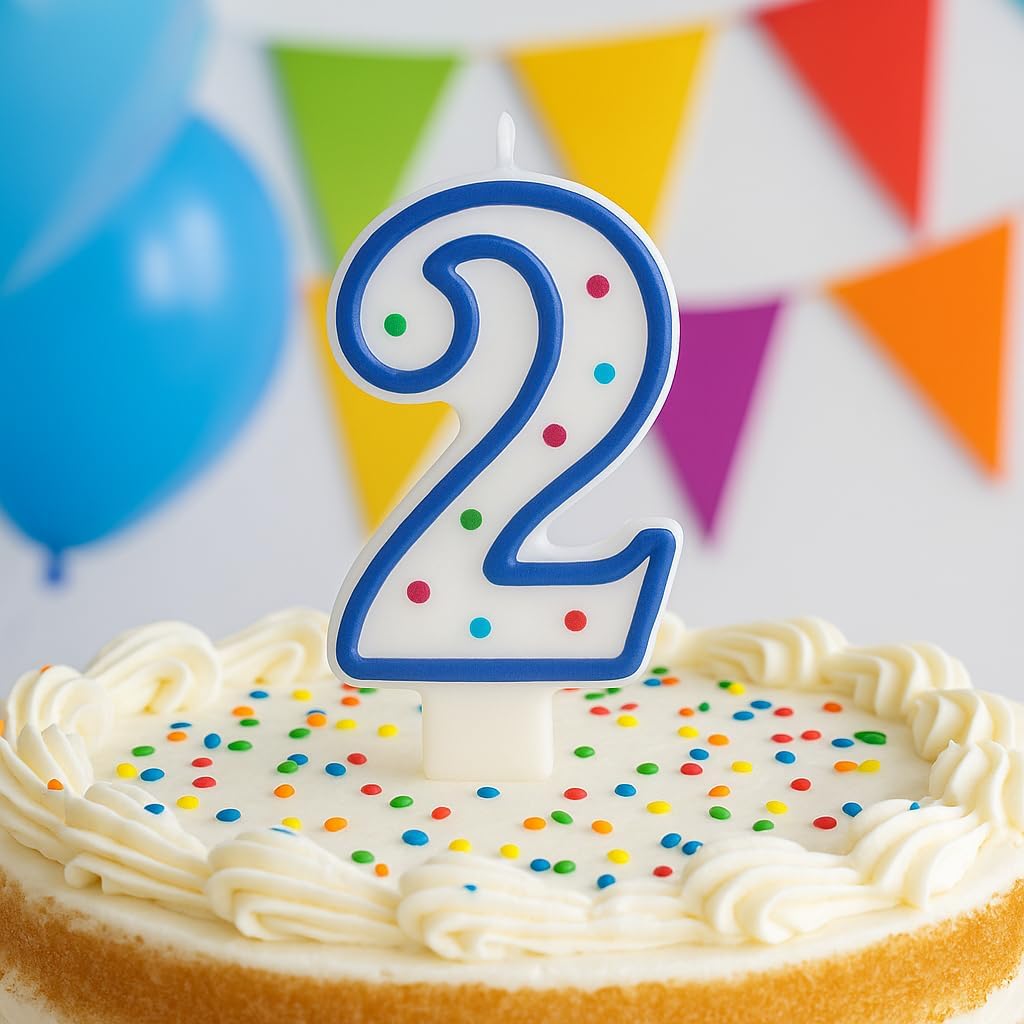 Birthday Candle Number 2 - Birthday Party Decor, Number Candle, Kids & Adult Celebration Candle, UAE Party Accessory