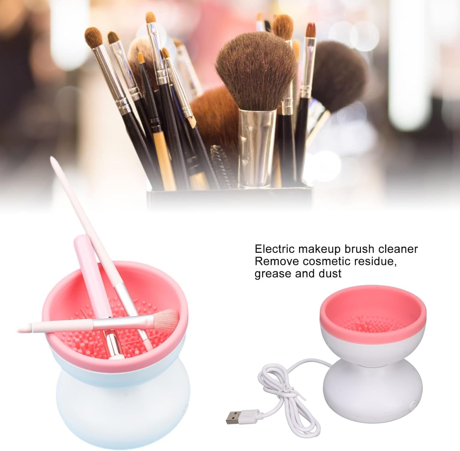 72 Pieces Electric Makeup Brush Cleaner - Portable Automatic USB Cosmetic Brush Cleaner Spinner Machines for All Brush Sizes (Deep Cleaning Tool)
